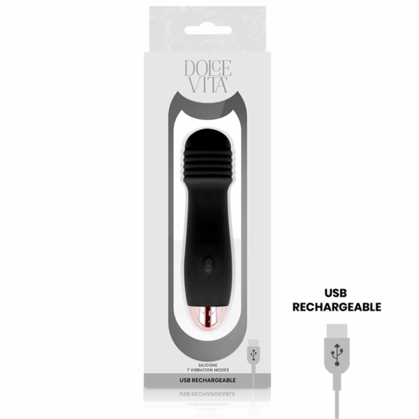 DOLCE VITA - VIBRADOR RECARGABLE TRES NEGRO 7 VELOCIDADES - Imagen 3