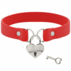 COQUETTE CHIC DESIRE - COLLAR CUERO VEGANO ROJO ACCESORIO CORAZÓN CON LLAVE - Imagen 3