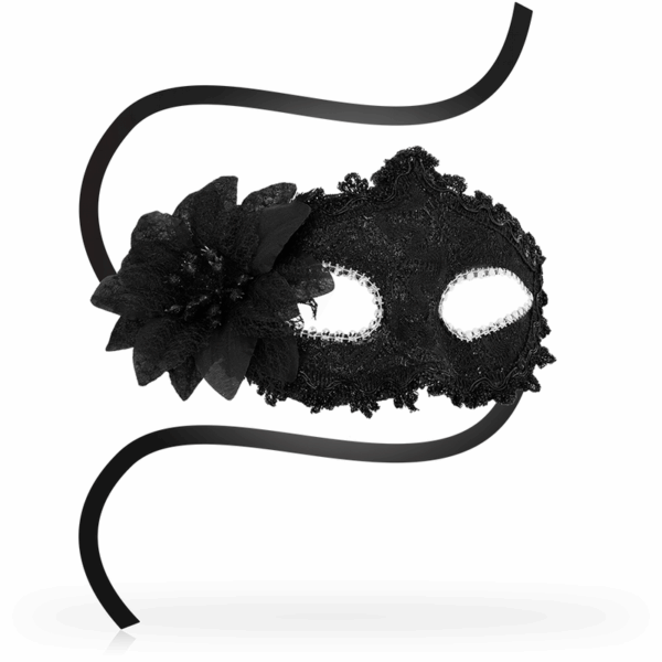 OHMAMA - MASKS ANTIZAZ ESTILO VENECIANO FLOR LATERAL -  NEGRA - Imagen 2