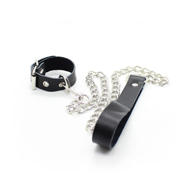 OHMAMA FETISH - COLLAR PARA PENE Y CORREA PIEL CON CADENA METALICA - Imagen 2