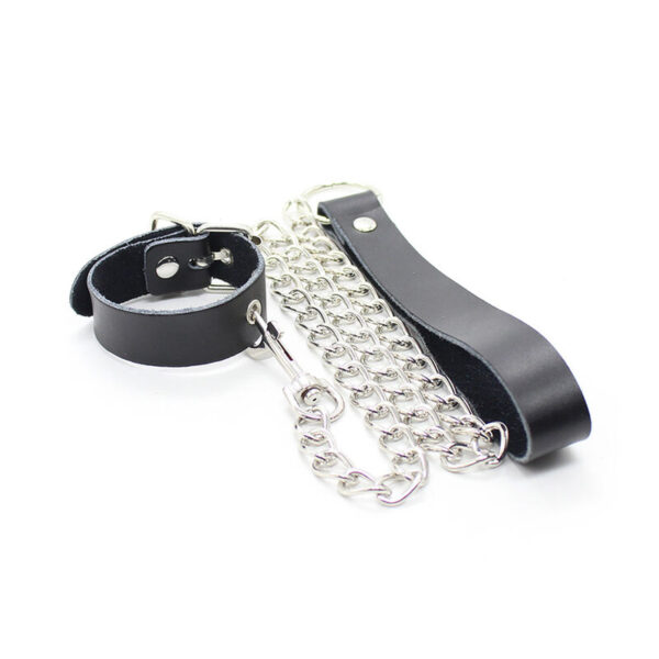 OHMAMA FETISH - COLLAR PARA PENE Y CORREA PIEL CON CADENA METALICA - Imagen 5