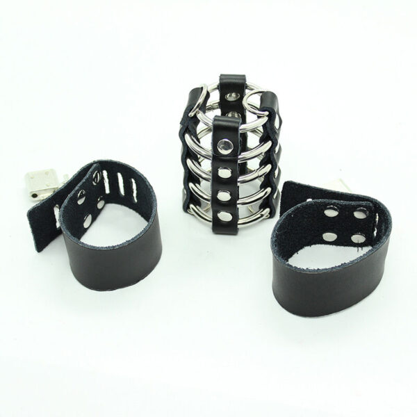 OHMAMA FETISH - JAULA PENE CON ANILLAS METALICAS Y CORREAS PIEL - Imagen 5