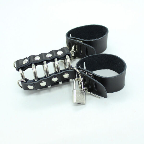 OHMAMA FETISH - JAULA PENE CON ANILLAS METALICAS Y CORREAS PIEL - Imagen 3