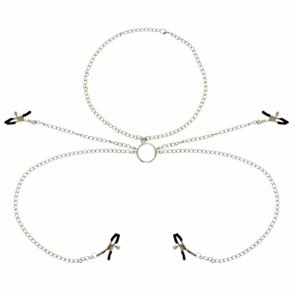OHMAMA FETISH - 4 PINZAS PEZONES CON COLLAR DE CADENAS