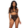 LEG AVENUE - SET DOS PIEZAS TOP CORTO CUELLO HALTER Y TANGA TALLA ÚNICA