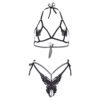 LEG AVENUE - SET DOS PIEZAS SUJETADOR Y TANGA DE MARIPOSAS Y PERLAS TALLA UNICA - NEGRO - Imagen 5