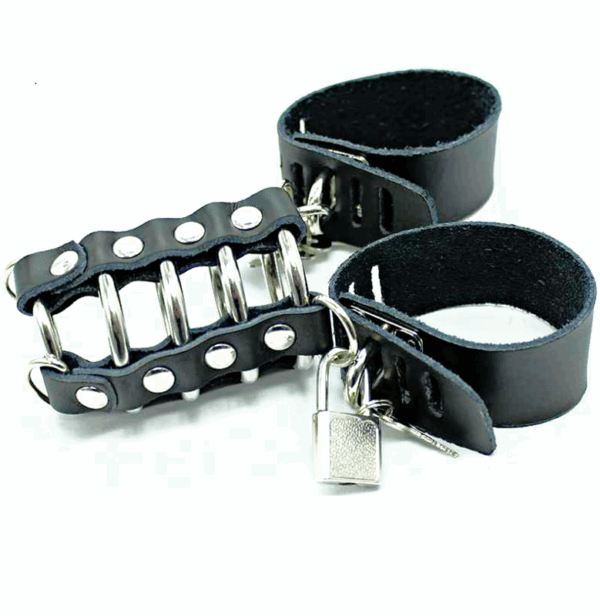 OHMAMA FETISH - JAULA PENE CON ANILLAS METALICAS Y CORREAS PIEL - Imagen 2