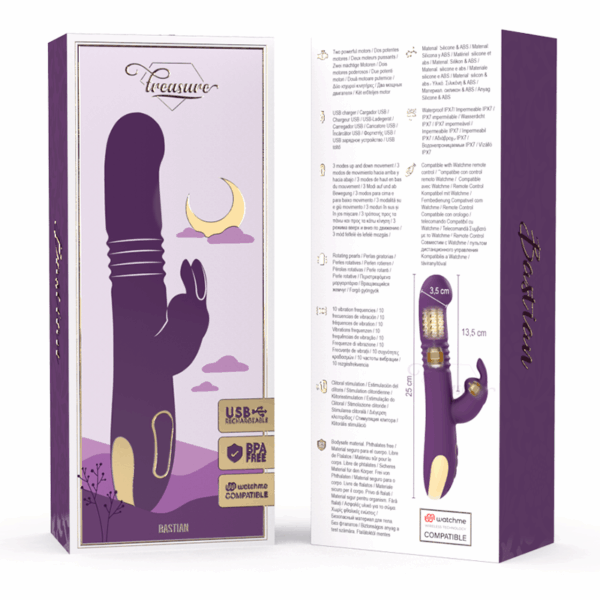 TREASURE - BASTIAN RABBIT UP  DOWN, ROTATOR  VIBRATOR COMPATIBLE CON WATCHME WIRELESS TECHNOLOGY - Imagen 3