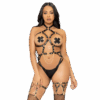 LEG AVENUE - KINK - TEDDY ARNÉS CON ARO DE CORAZÓN TALLA S - NEGRO
