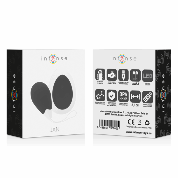 INTENSE - JAN HUEVO VIBRADOR CONTROL REMOTO NEGRO - Imagen 5