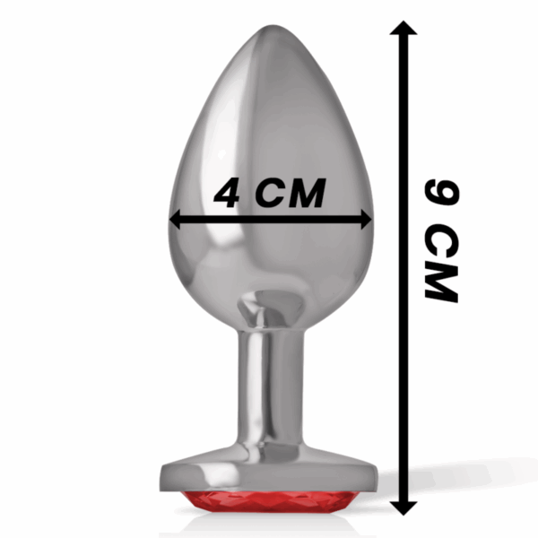 INTENSE - PLUG ANAL METAL ALUMINIO CON CRISTAL ROJO TALLA L - Imagen 4