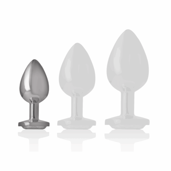 INTENSE - PLUG ANAL METAL ALUMINIO CON CRISTAL PLATA TALLA S - Imagen 3