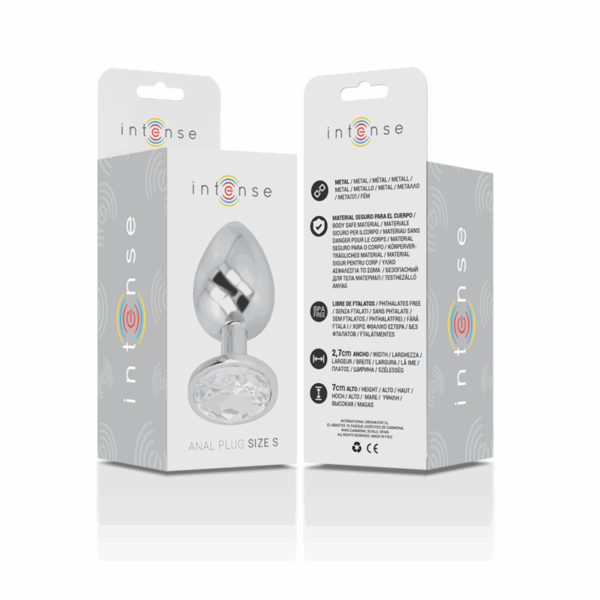 INTENSE - PLUG ANAL METAL ALUMINIO CON CRISTAL PLATA TALLA S - Imagen 5