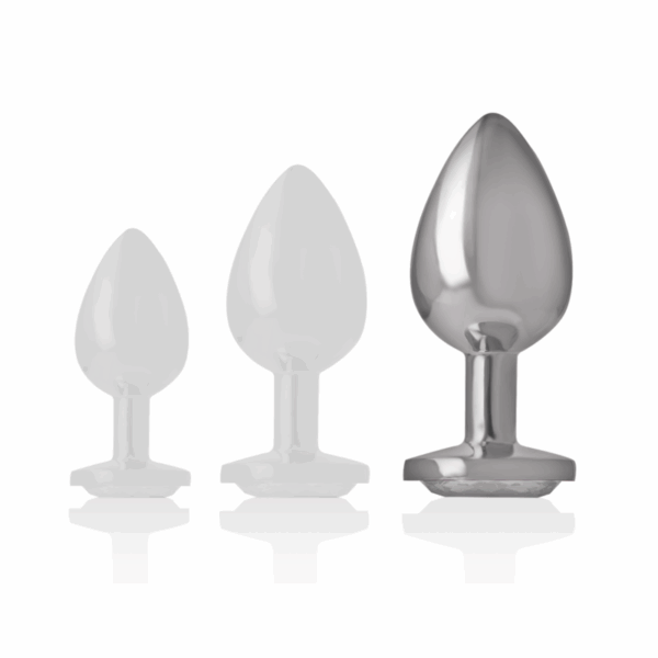 INTENSE - PLUG ANAL METAL ALUMINIO CON CRISTAL PLATA TALLA L - Imagen 5