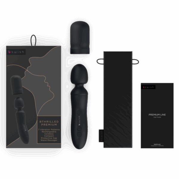 B SWISH - BTHRILLED VIBRADOR WAND PREMIUM NEGRO - Imagen 4