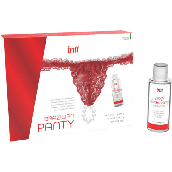 INTT RELEASES - PANTY BRASILEÑO ROJA CON PERLAS Y GEL LUBRICANTE 50 ML - Imagen 2