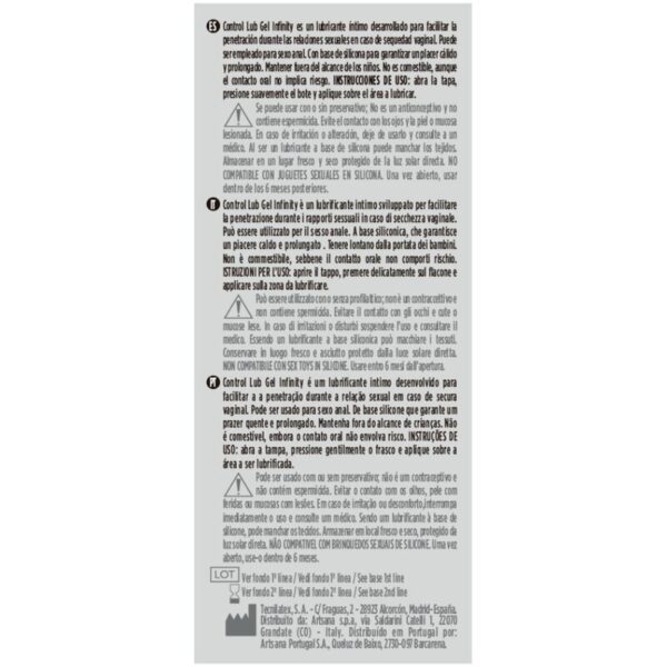 CONTROL - INFINITY LUBRICANTE BASE SILICONA 75 ML - Imagen 2