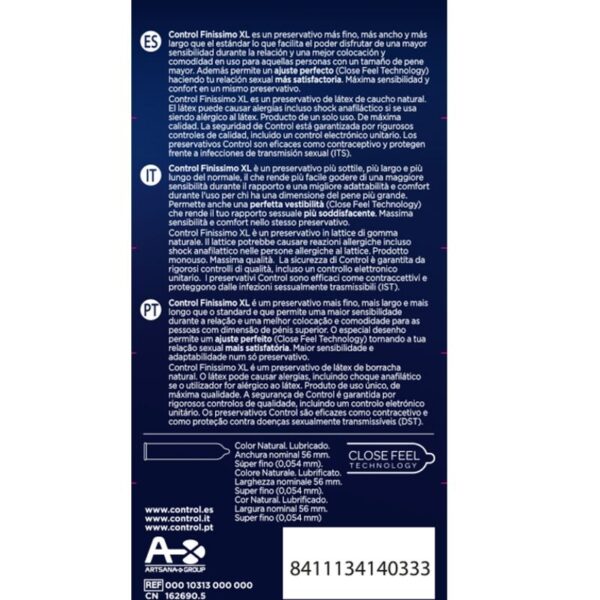CONTROL - FINISSIMO XL PRESERVATIVOS 12 UNIDADES - Imagen 2