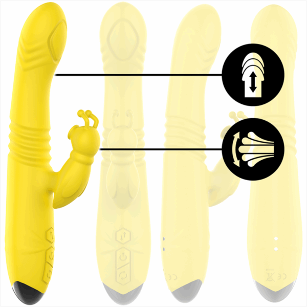INTENSE - TOKY VIBRADOR MULTIFUNCIÓN RECARGABLE UP  DOWN CON ESTIMULADOR DE CLITORIS AMARILLO - Imagen 2