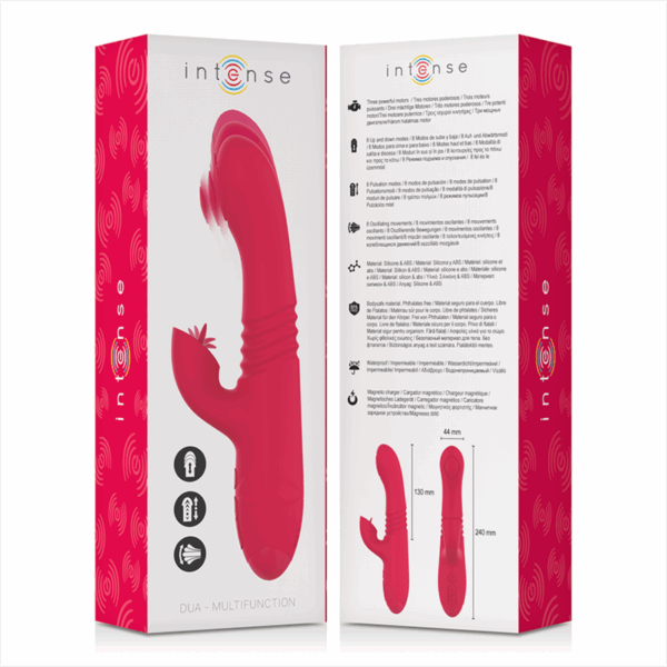 INTENSE - DUA VIBRADOR MULTIFUNCIÓN RECARGABLE UP  DOWN CON LENGUA ROJO - Imagen 5