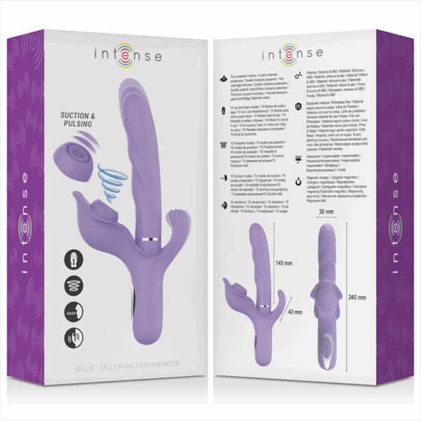 INTENSE - BILLIE VIBRADOR MULTIFUNCIÓN RECARGABLE ONDAS ESTIMULADORAS CON PULSADOR MORADO - Imagen 5