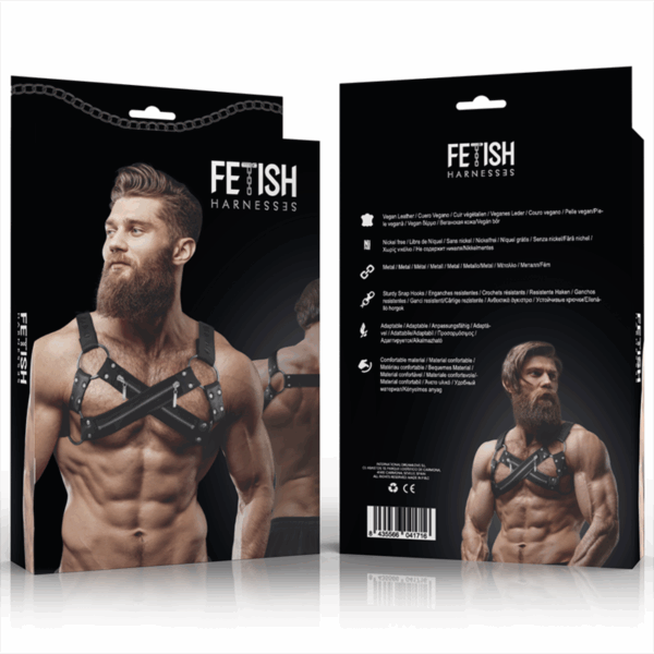 FETISH SUBMISSIVE ATTITUDE - ARNÉS BULLDOG AJUSTABLE NEOPRENO PECHO CRUZADO CON CREMALLERAS HOMBRE - Imagen 2