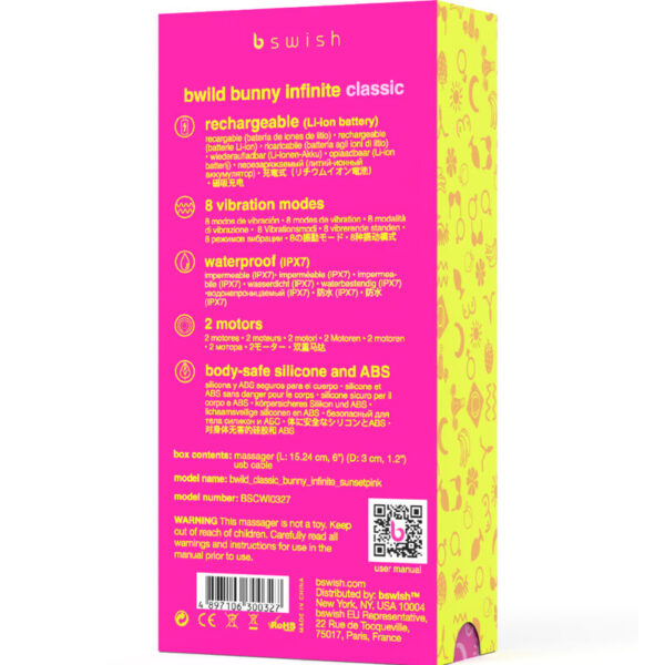 B SWISH - BWILD BUNNY INFINITE CLASSIC VIBRADOR RECARGABLE SILICONA ROSA - Imagen 5
