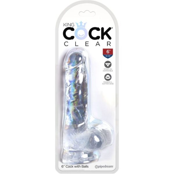 KING COCK - CLEAR PENE REALÍSTICO CON TESTÍCULOS 13.5 CM TRANSPARENTE - Imagen 5