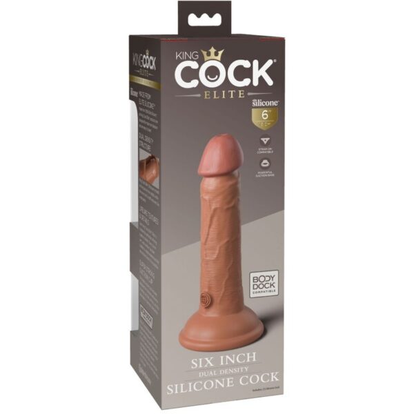 KING COCK - ÉLITE DILDO REALÍSTICO SILICONA 15.2 CM CARAMELO - Imagen 5