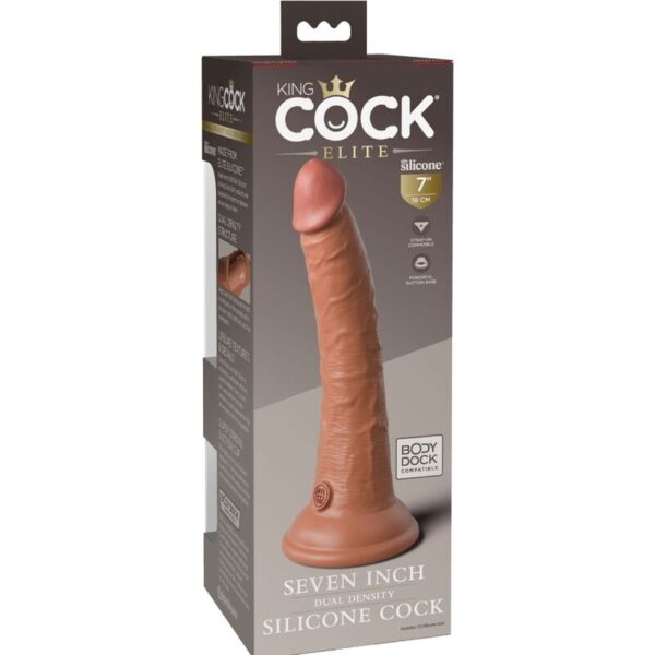 KING COCK - ÉLITE DILDO REALÍSTICO SILICONA 17.8 CM CARAMELO - Imagen 5