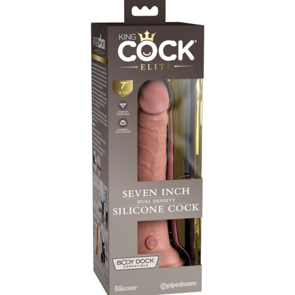 KING COCK - ÉLITE DILDO REALÍSTICO SILICONA 17.8 CM - Imagen 5