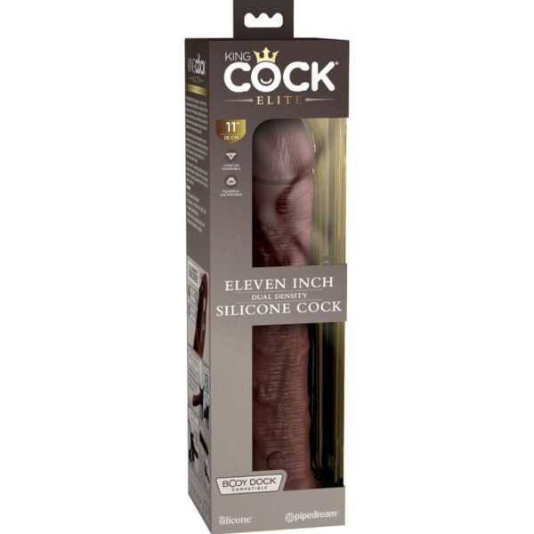 KING COCK - ÉLITE DILDO REALÍSTICO SILICONA 28 CM MARRON - Imagen 5