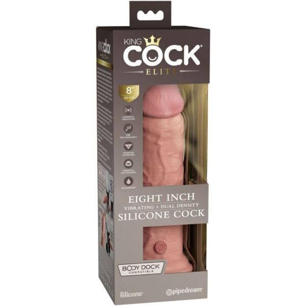 KING COCK - ÉLITE DILDO REALÍSTICO VIBRADOR  SILICONA 20.3 CM - Imagen 5