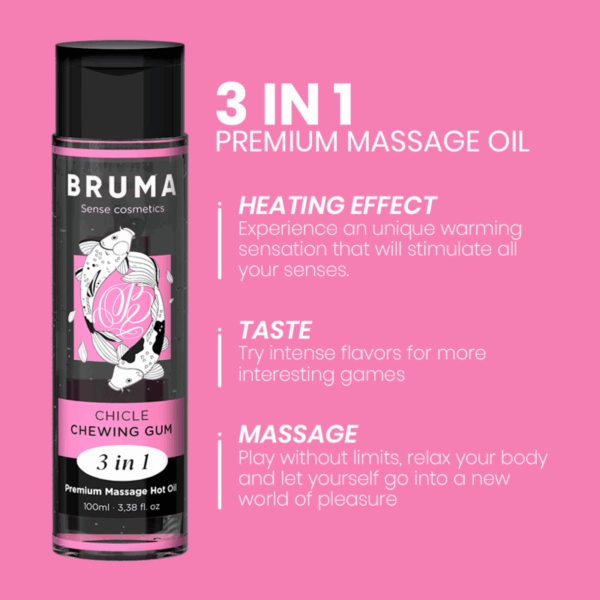 BRUMA - ACEITE DE MASAJE PREMIUM EFECTO CALOR SABOR CHICLE 3 EN 1 - 100 ML - Imagen 4