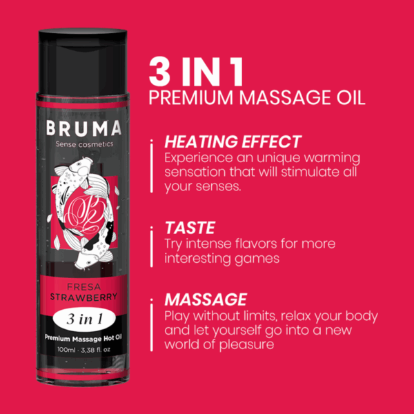 BRUMA - ACEITE DE MASAJE PREMIUM EFECTO CALOR SABOR FRESA 3 EN 1 - 100 ML - Imagen 4