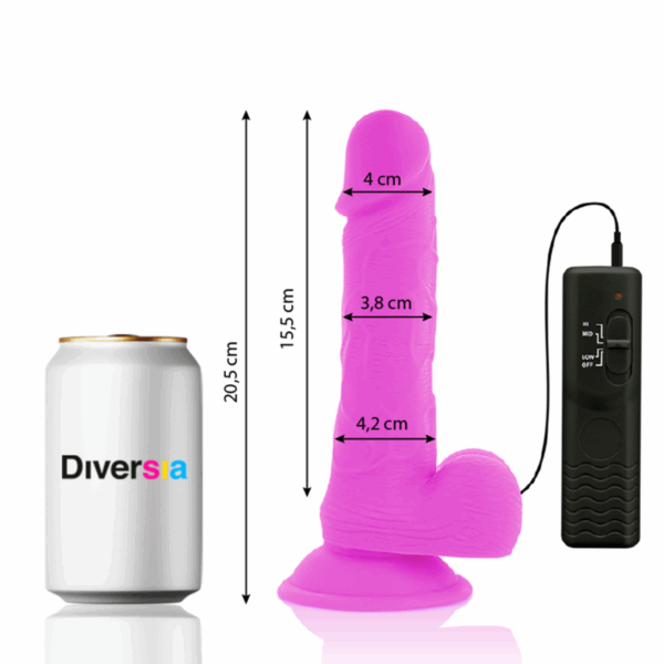 DIVERSIA - DILDO REALÍSTICO FLEXIBLE CON VIBRACIÓN LILA 20.5 CM -O- 4.2 CM - Imagen 2