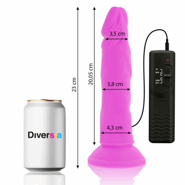 DIVERSIA - DILDO REALÍSTICO FLEXIBLE CON VIBRACIÓN LILA 23 CM -O- 4.3 CM - Imagen 2