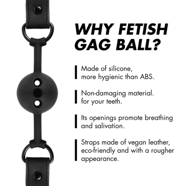 FETISH SUBMISSIVE BONDAGE - MORDAZA DE BOLA DE SILICONA TRANSPIRABLE - Imagen 4