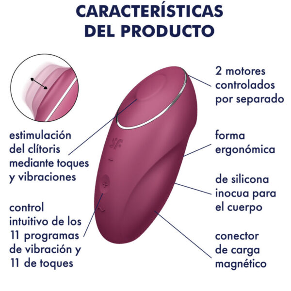 SATISFYER - TAP  CLIMAX 1 VIBRADOR LAY-ON ROJO - Imagen 5