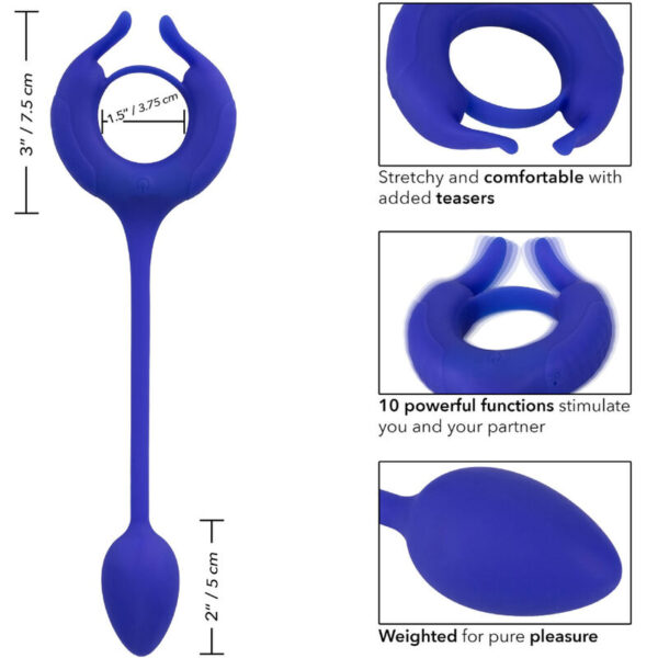 CALEXOTICS - ADMIRAL ANILLO CON PESO PARA PENE AZUL - Imagen 4