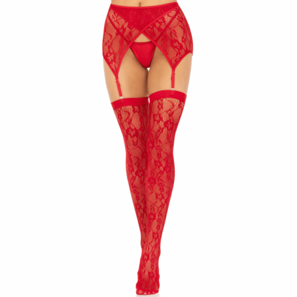 LEG AVENUE - MEDIAS ENCAJE  LIGUERO ROJO - Imagen 4
