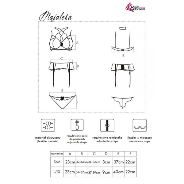 LIVCO CORSETTI FASHION - MAJALESA LC 90526 SUJETADOR + LIGUERO + PANTY BLACK - Imagen 5