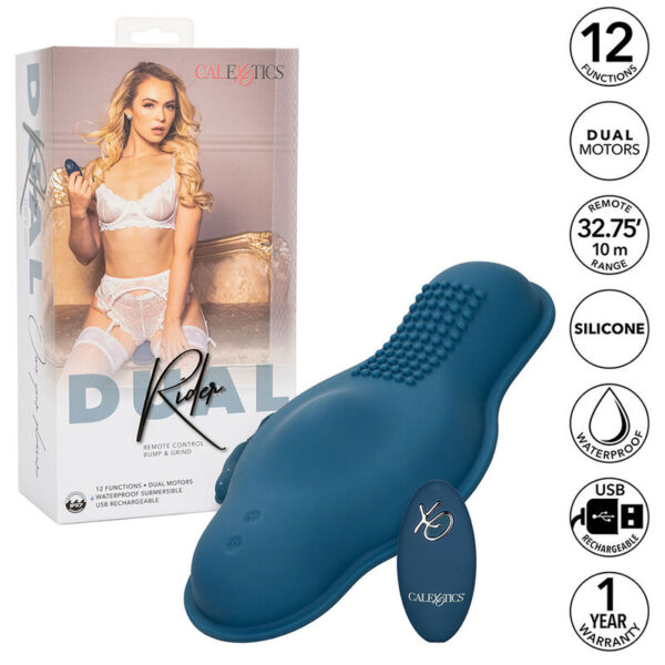 CALEXOTICS - RIDER MASAJEADOR DOBLE MOTOR CONTROL REMOTO AZUL - Imagen 2
