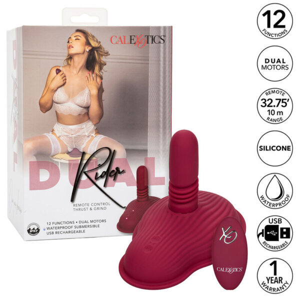 CALEXOTICS - RIDER MASAJEADOR DOBLE MOTOR CONTROL REMOTO ROJO - Imagen 2