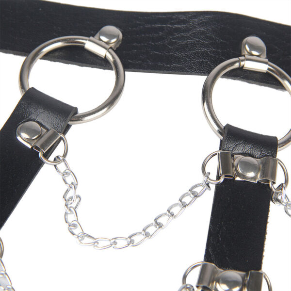 SUBBLIME - ARNÉS DE PECHO CADENAS CUERO NEGRO TALLA ÚNICA - Imagen 5
