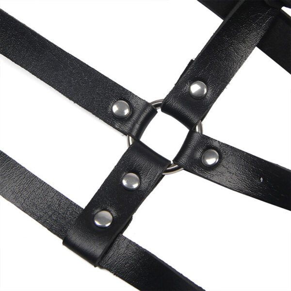 SUBBLIME - ARNÉS DE PECHO ANILLAS DE CUERO NEGRO TALLA ÚNICA - Imagen 5