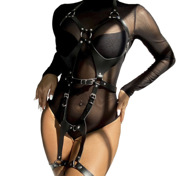 SUBBLIME - ARNÉS CUERPO ENTERO CON HEBILLAS CUERO NEGRO TALLA ÚNICA - Imagen 2