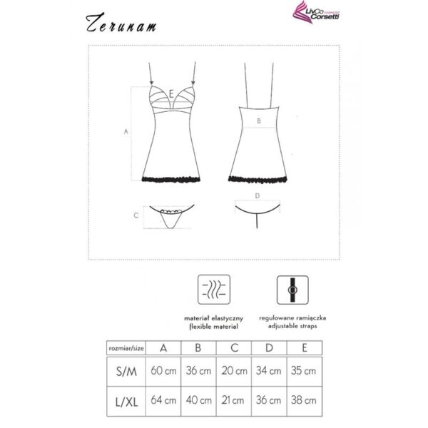 LIVCO CORSETTI FASHION - ZERUNAM SET BABYDOLL + TANGA NEGRO - Imagen 5