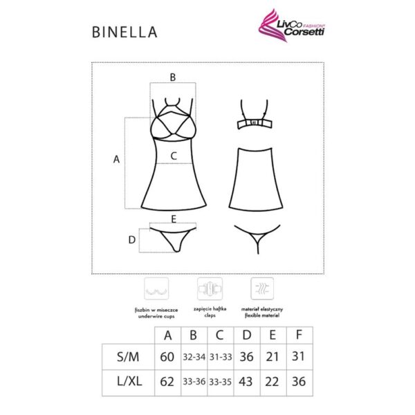 LIVCO CORSETTI FASHION - BINELLA SET BABYDOLL + TANGA NEGRO - Imagen 5