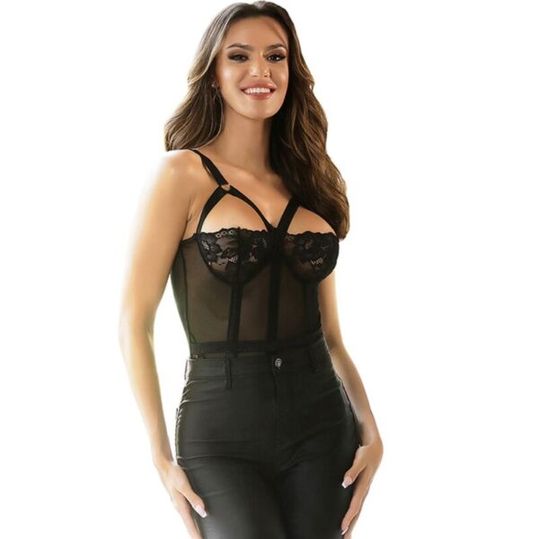 SUBBLIME - TEDDY CON LIGUERO DETALLE TIRAS PECHO NEGRO S/M - Imagen 5